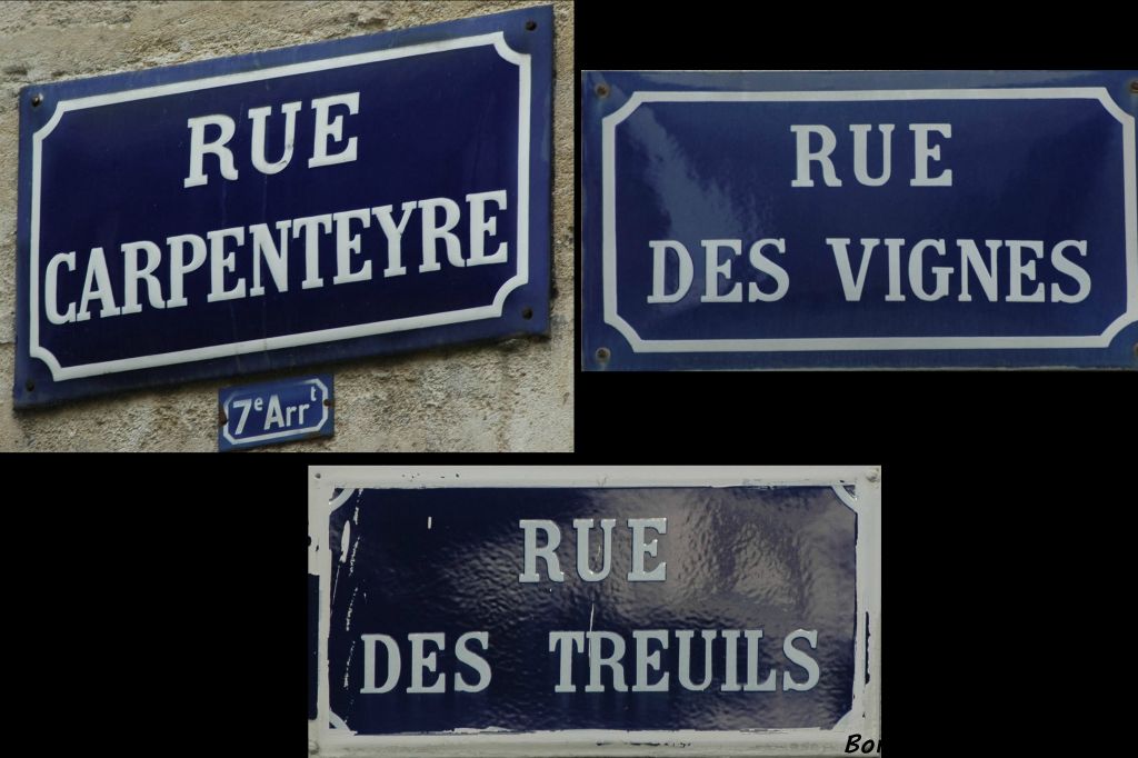 Quel est le point commun entre ces 3 noms de rues bordelaises ? Elles ont toutes un rapport avec le vin : Les "carpenteys de barriquas" en gascon étaient les tonneliers. Au XVe siècle , dans la rue des Treuils se trouvaient les anciens pressoirs de St André (trulhs ou trolhs en gascon).