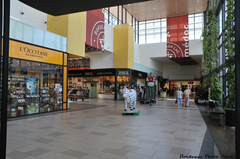 Cette vache fait ses courses nuit et jour au centre commercial Bordeaux Lac qui en est le propriétaire.