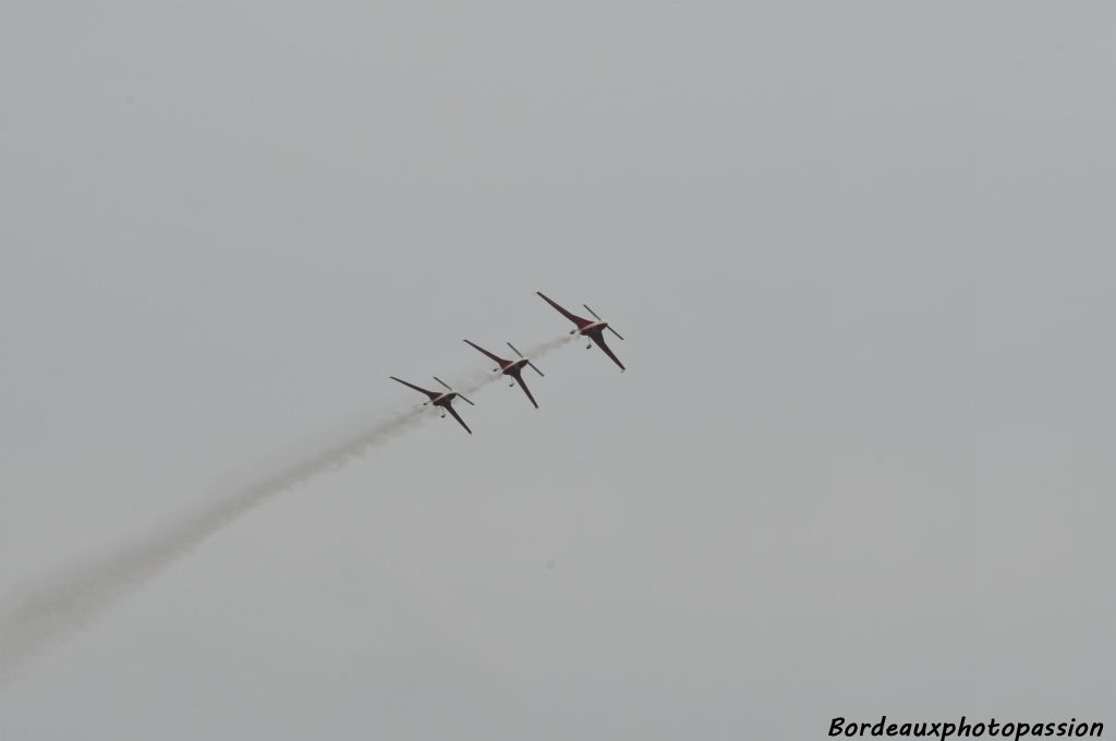 La patrouille Reva sur avion de formule canard, à moteur propulsif a eu un vif succès.