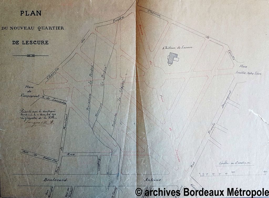 Cette société immobilière demandera par la suite, à la ville ,de buser les ruisseaux du Peugue et du Johnston qui coulaient sur ce domaine et causaient de fréquentes inondations.