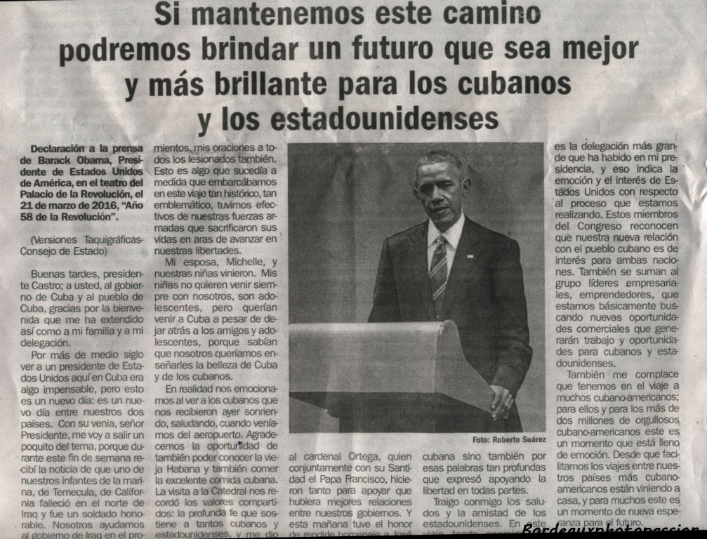 Dans la presse, l'intégralité des discours de Barack Obama et de Raùl Castro.