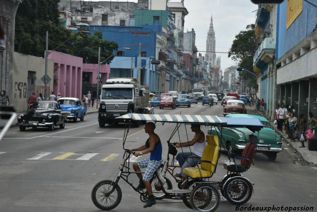 Les triporteurs, vélos à 3 roues conduits la pluparts du temps par des hommes. Ils sont très nombreux dans les villes touristiques.