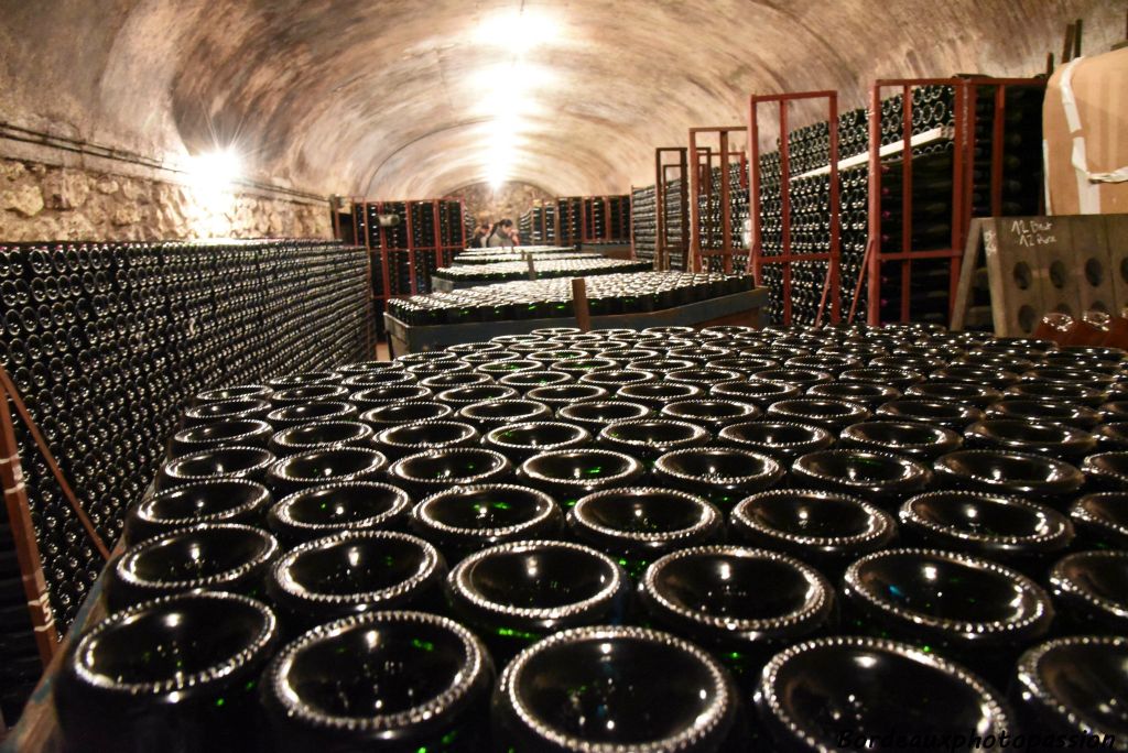 Le champagne demande beaucoup de manipulation que le vigneron peut faire à la main ou bien de façon mécanique comme ici.