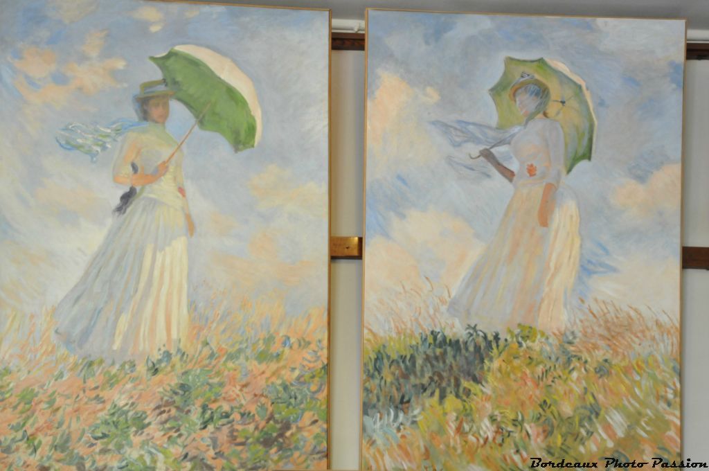 Femme à l'ombrelle, l'une tournée vers la droite et l'autre vers la gauche, deux toiles peintes en 1886.