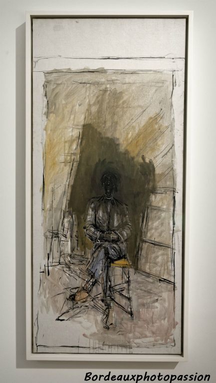 Yanaihara assis en pied, 1957, huile sur toile. Il était professeur de philosophie japonais et était ami avec Giacometti.