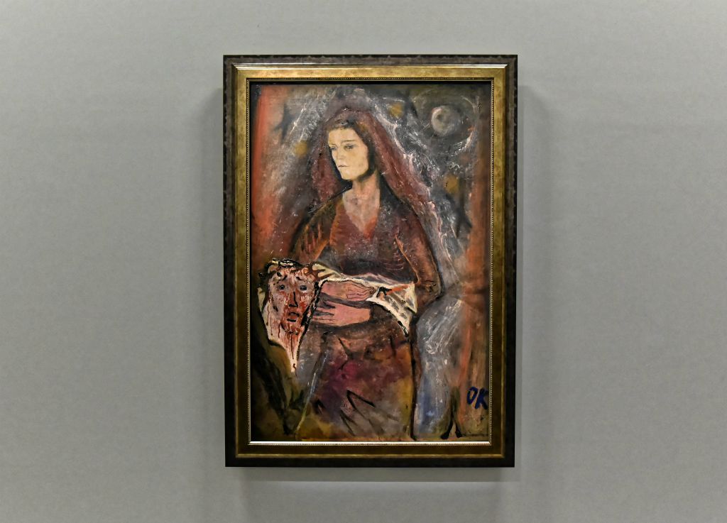 La toile représente la sainte qui,pendant la Passion, aurait tendu son voile à Jésus pour qu'il puisse essuyer son visage. L'empreinte s'y serait miraculeusement imprimée comme on peut le voir sur ce tableau.