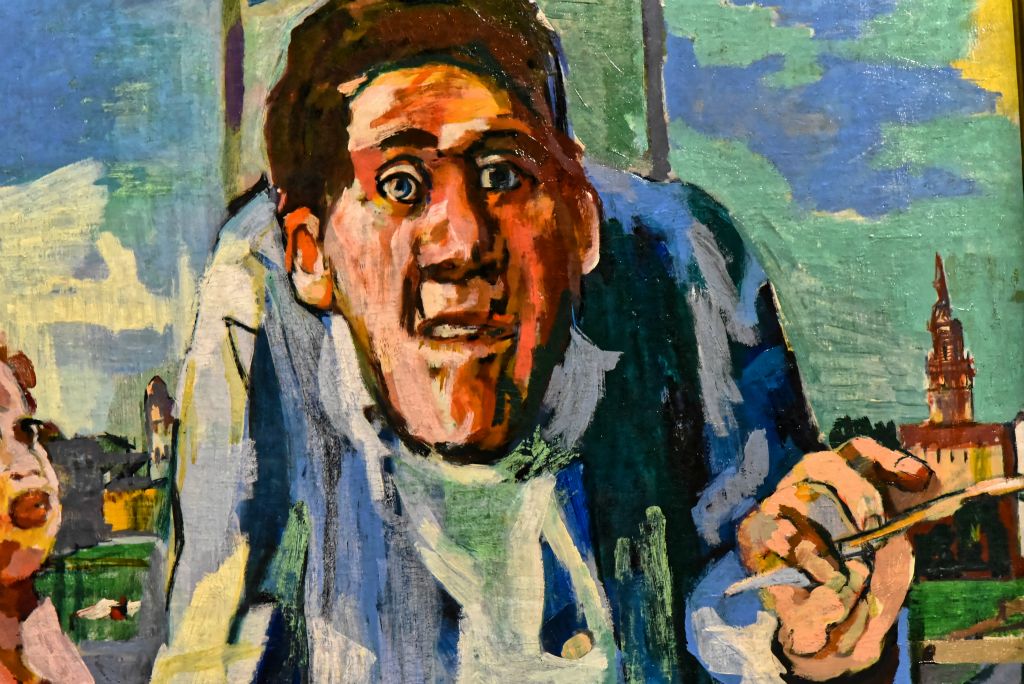 "Bossu" c'est le terme qu'emploie Kokoschka pour définir cet autoportrait. La poupée serait cette fois-ci une figurine d'argile de la sculptrice Gela Foster.