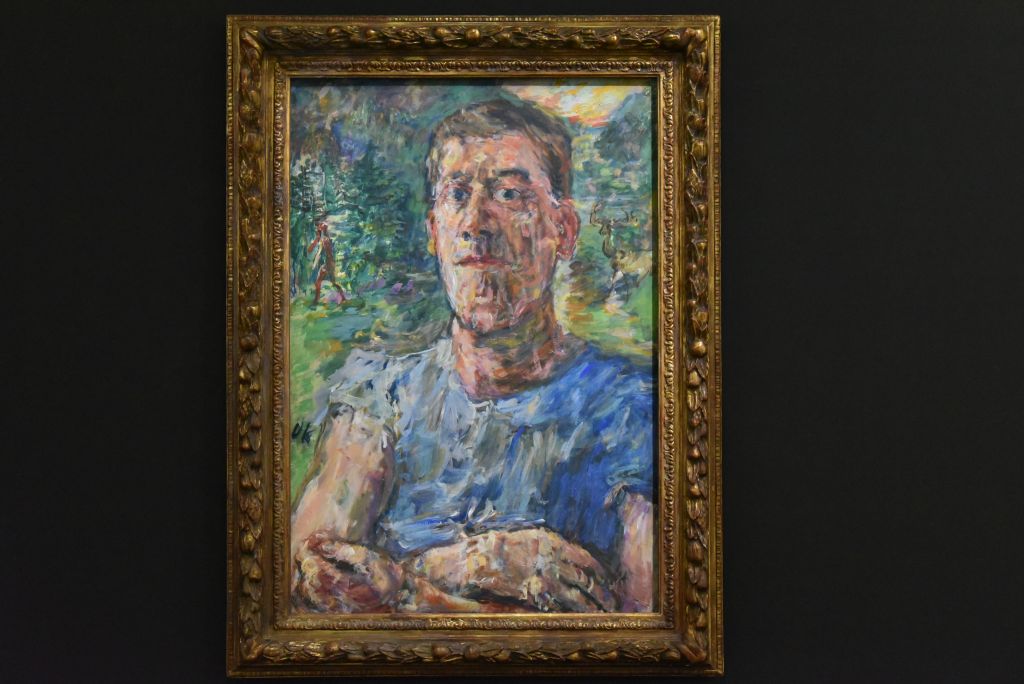 Autoportrait en artiste dégénéré (1937)  À la suite de l'exposition d'art dégénéré organisée par les nazis en 1937, Kokoschka réplique avec cet autoportrait.