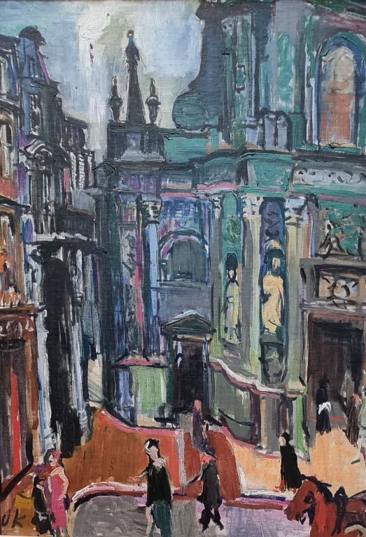 Cette œuvre n'était pas pas affichée dans l'exposition. Il s'agit de l'église Notre-Dame que Kokoscka a réalisé en 1925 lors d'un séjour à Bordeaux. On peut l'admirer au Musée des Beaus-Art s de Bordeaux. Il avait  peint aussi le Grand-Théâtre visible à Cologne.