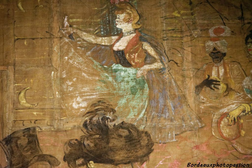 La Goulue exécutant la Danse Mauresque ou les "Almées" à la Foire du Trône. 1895