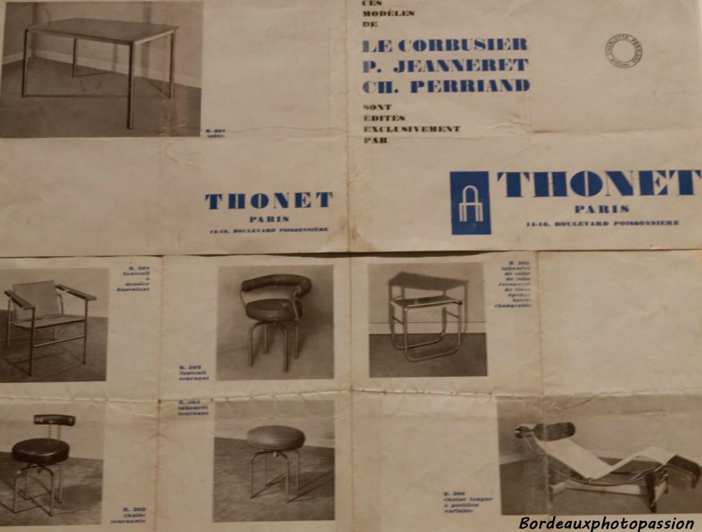 Prospectus Thonet-Paris sur les modèles de la gamme Le Corbusier, Jeanneret, Perriand 1931