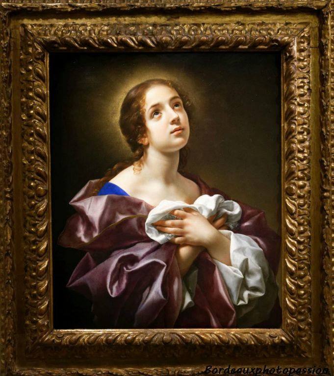 Carlo Dolci, Saint Agathe vers 1664-1665; huile sur toile marouflée sur bois