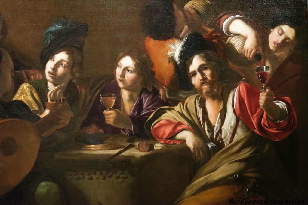 Style de clair-obscur emprunté à Caravage qu'il avait rencontré en 1600.