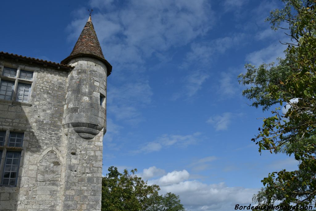  Échauguette coiffée de poivrière surmontée d’épi et de girouette en ferronnerie.