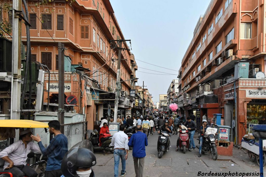 Jaipur doit son  surnom de ville rose à la couleur de ses façades que les propriétaires entretiennent scrupuleusement grâce à des réductions d'impôts.